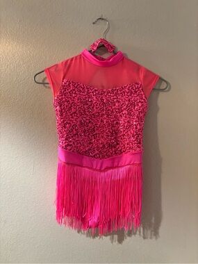 Weissman “Finally” Hot Pink Sequin Fringe Dance Costume